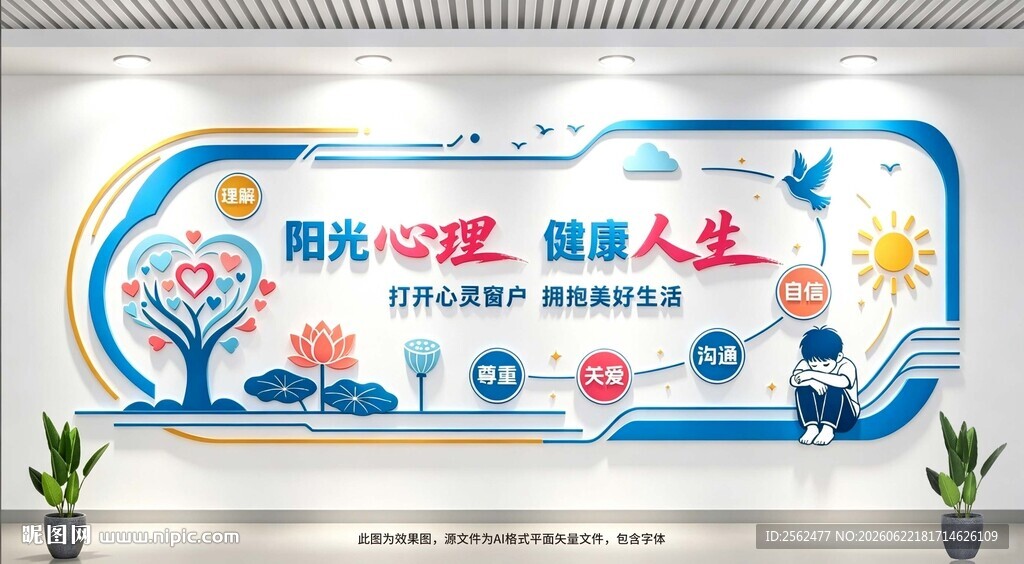 阳光心理 健康人生 文化墙