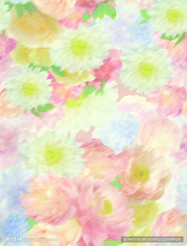 梦幻花卉水彩背景图