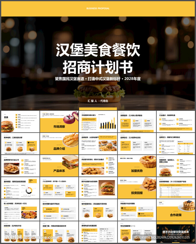 汉堡美食餐饮招商计划书ppt