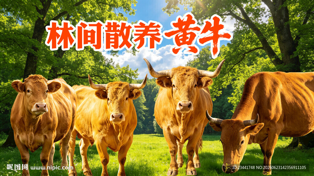 林间散养黄牛