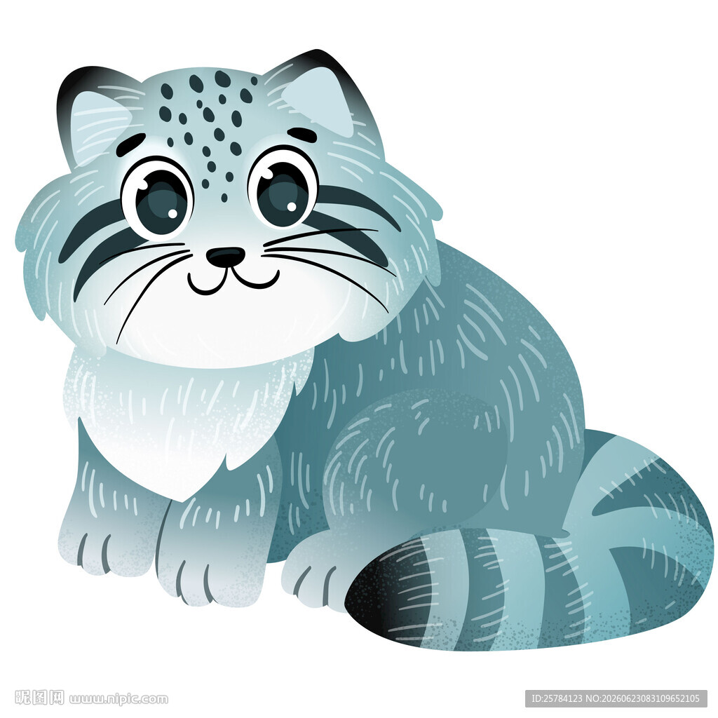 兔狲猫咪可爱动物卡通插画