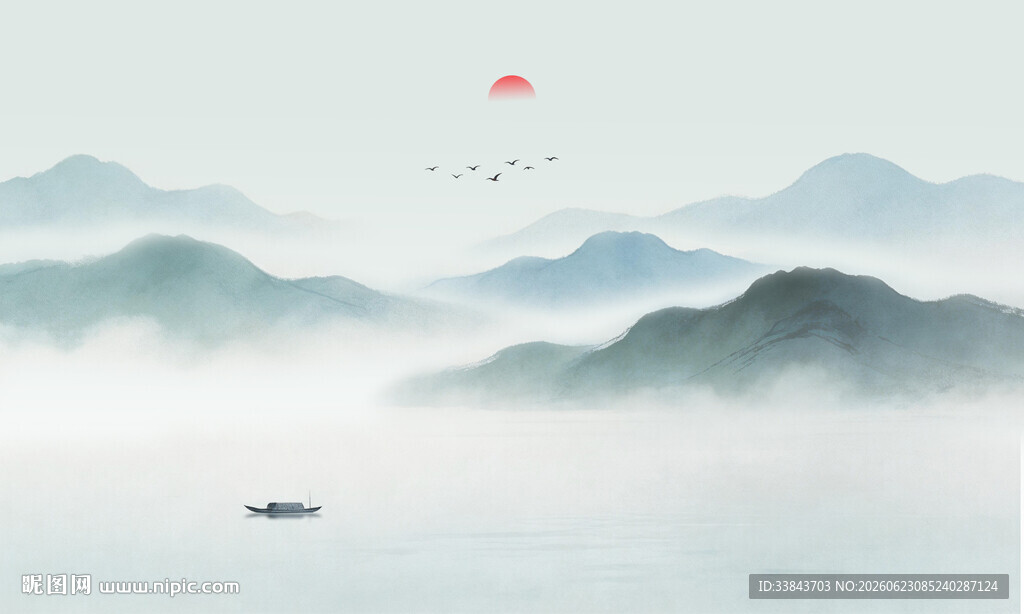 新中式水墨山水画