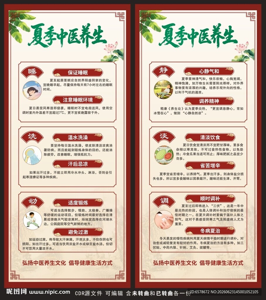 夏季中医养生健康教育展架