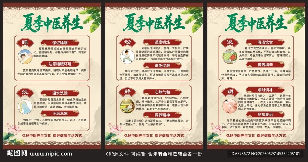 夏季中医养生健康教育海报