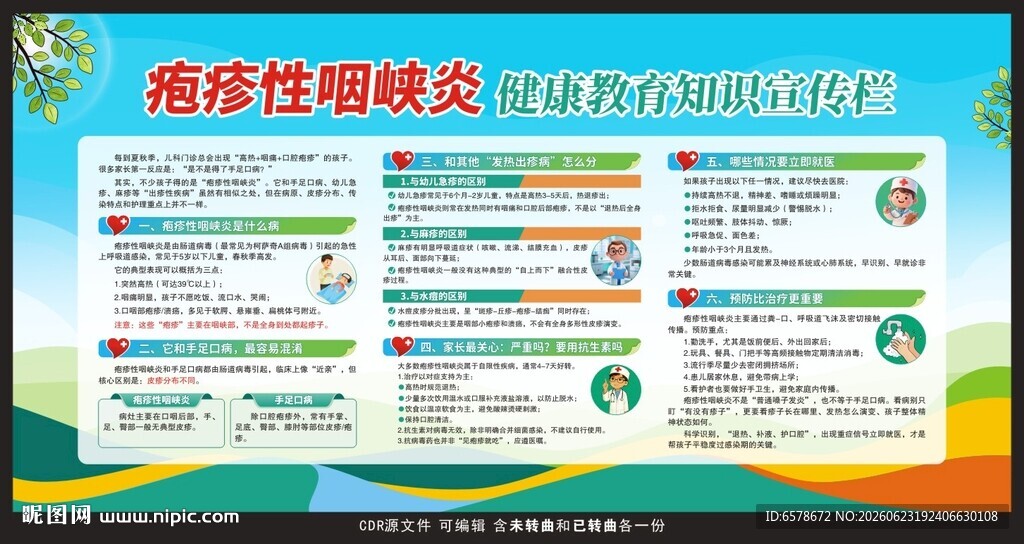 疱疹性咽峡炎健康教育宣传栏