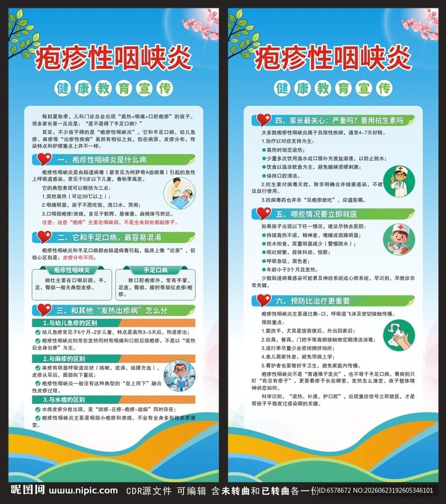 疱疹性咽峡炎健康教育展架