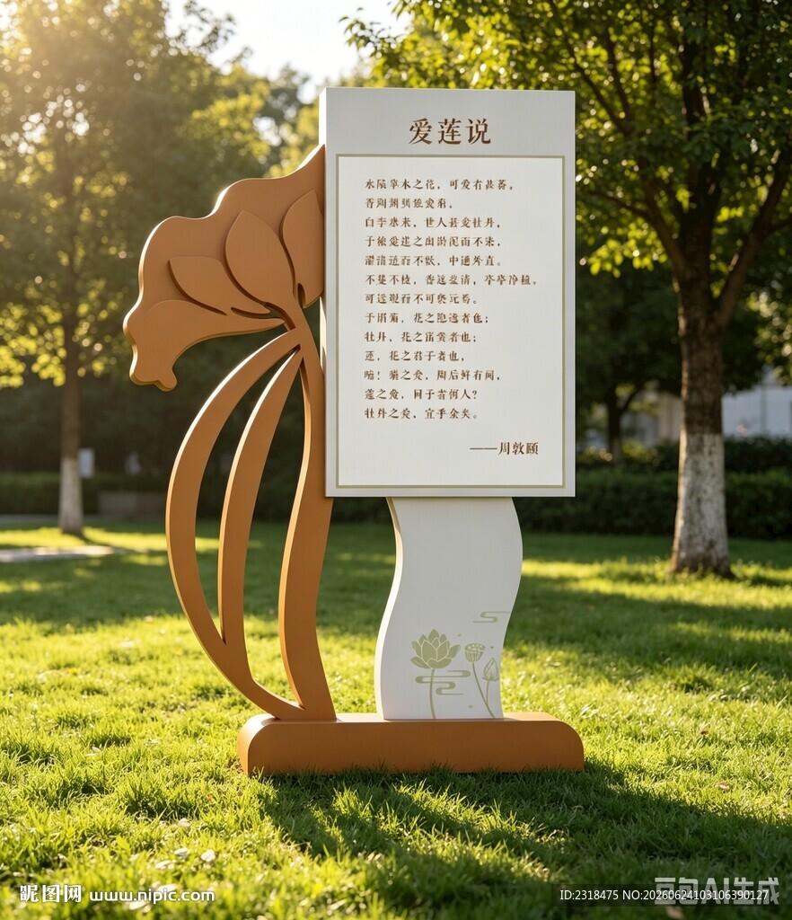 爱莲说景观牌 清廉文化小品 