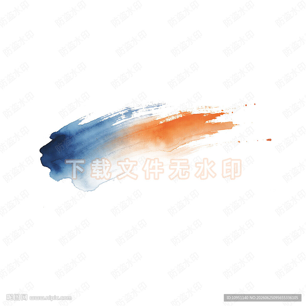 蓝橙水彩笔触背景