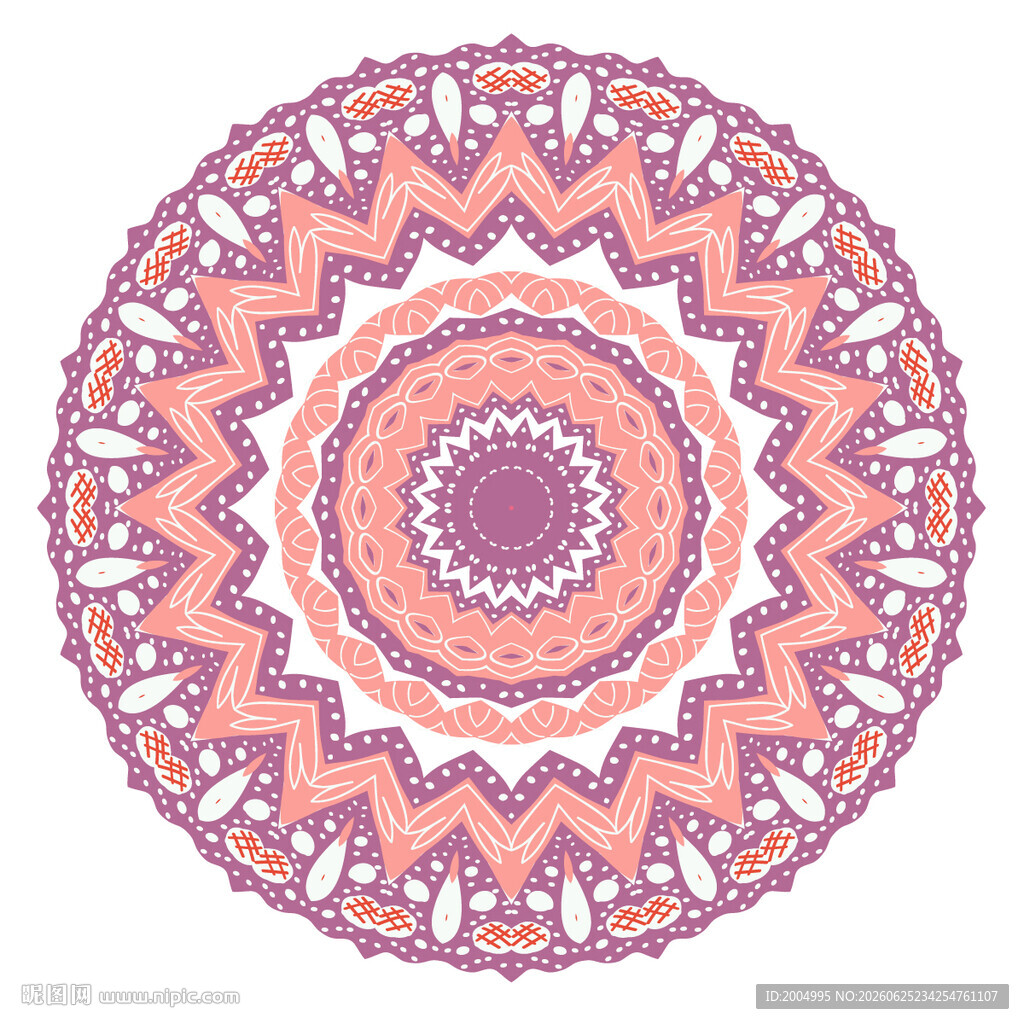 圆形粉紫色花纹图案