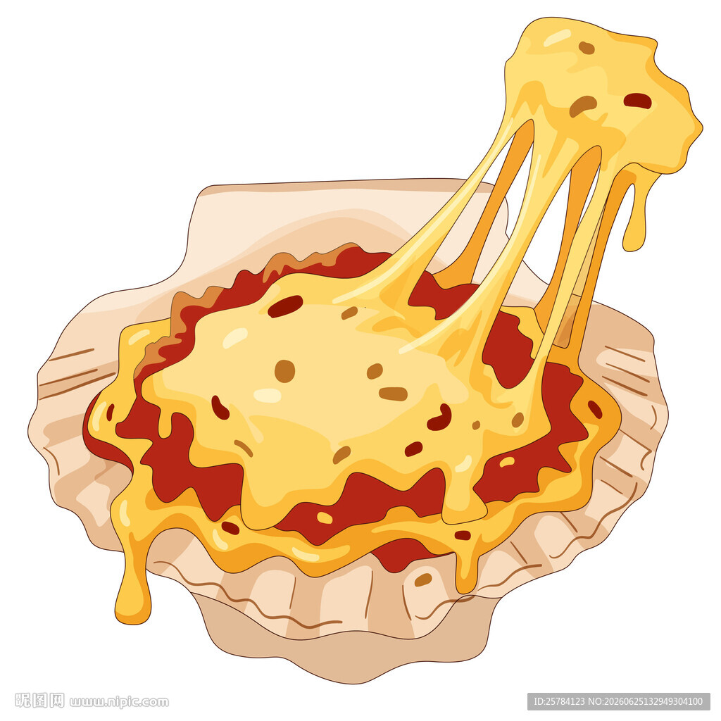 芝士扇贝料理烹饪美食插画