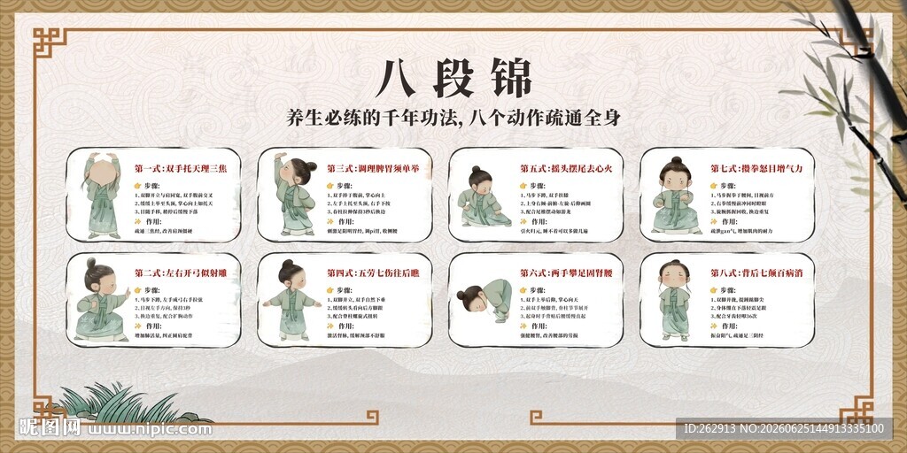中医八段锦养生展板
