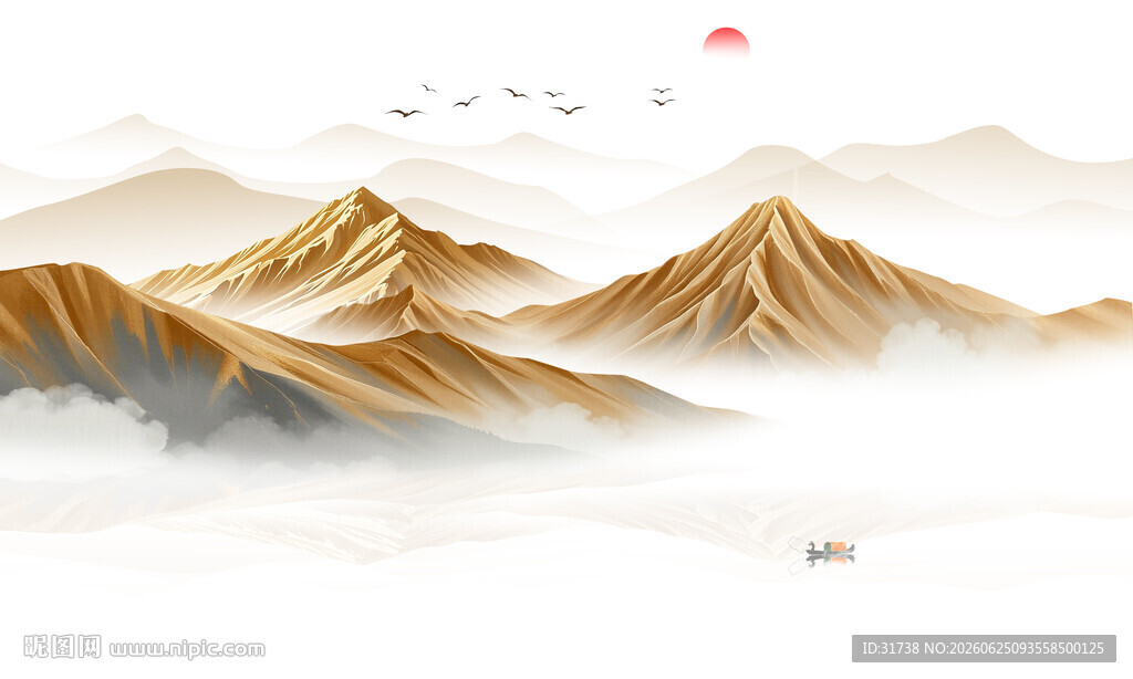 金色山水画