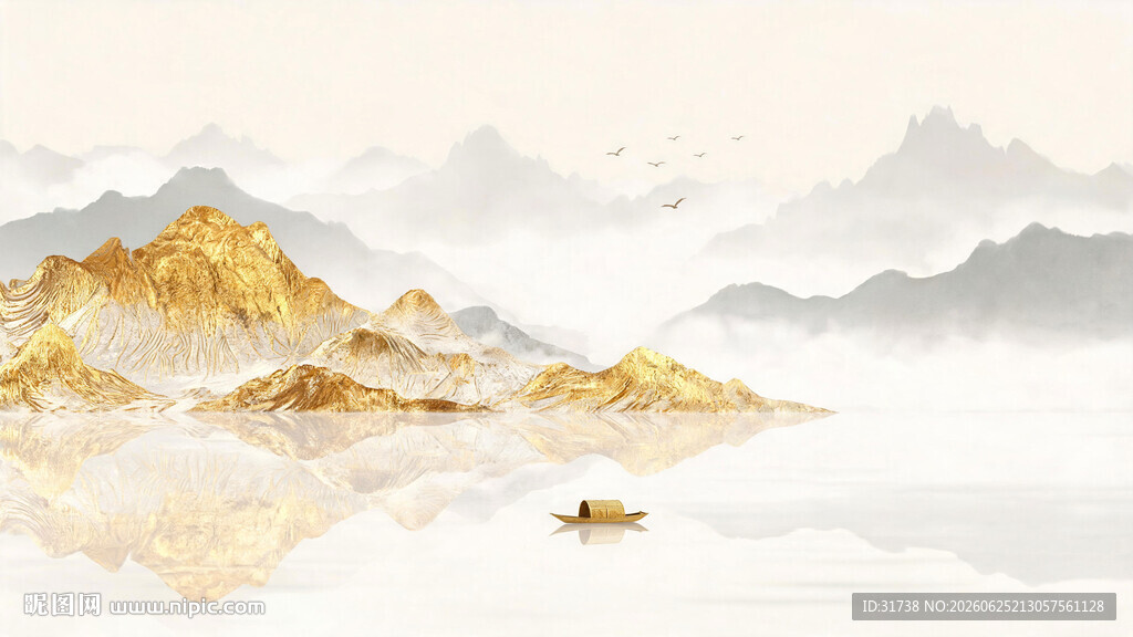 金色山水画