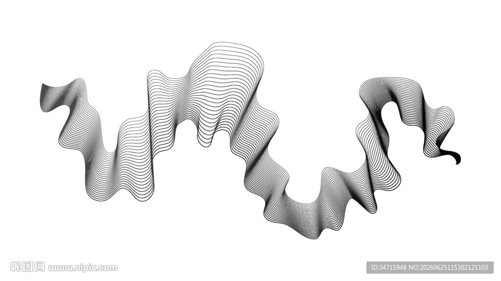 抽象波浪形白色3D模型