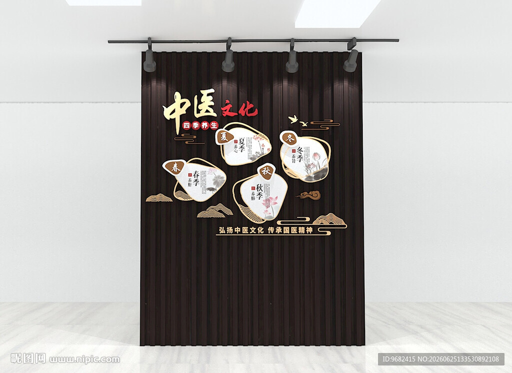 中医文化形象墙 四季养生文化墙