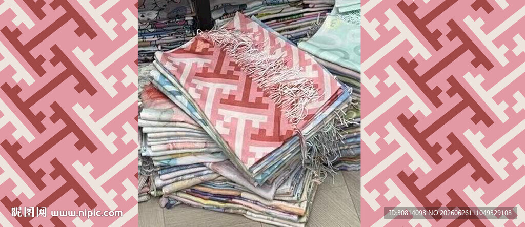 几何图案拼接布料展示