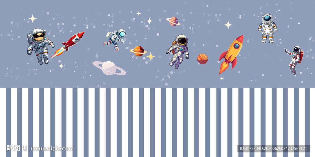 卡通星空宇航员背景