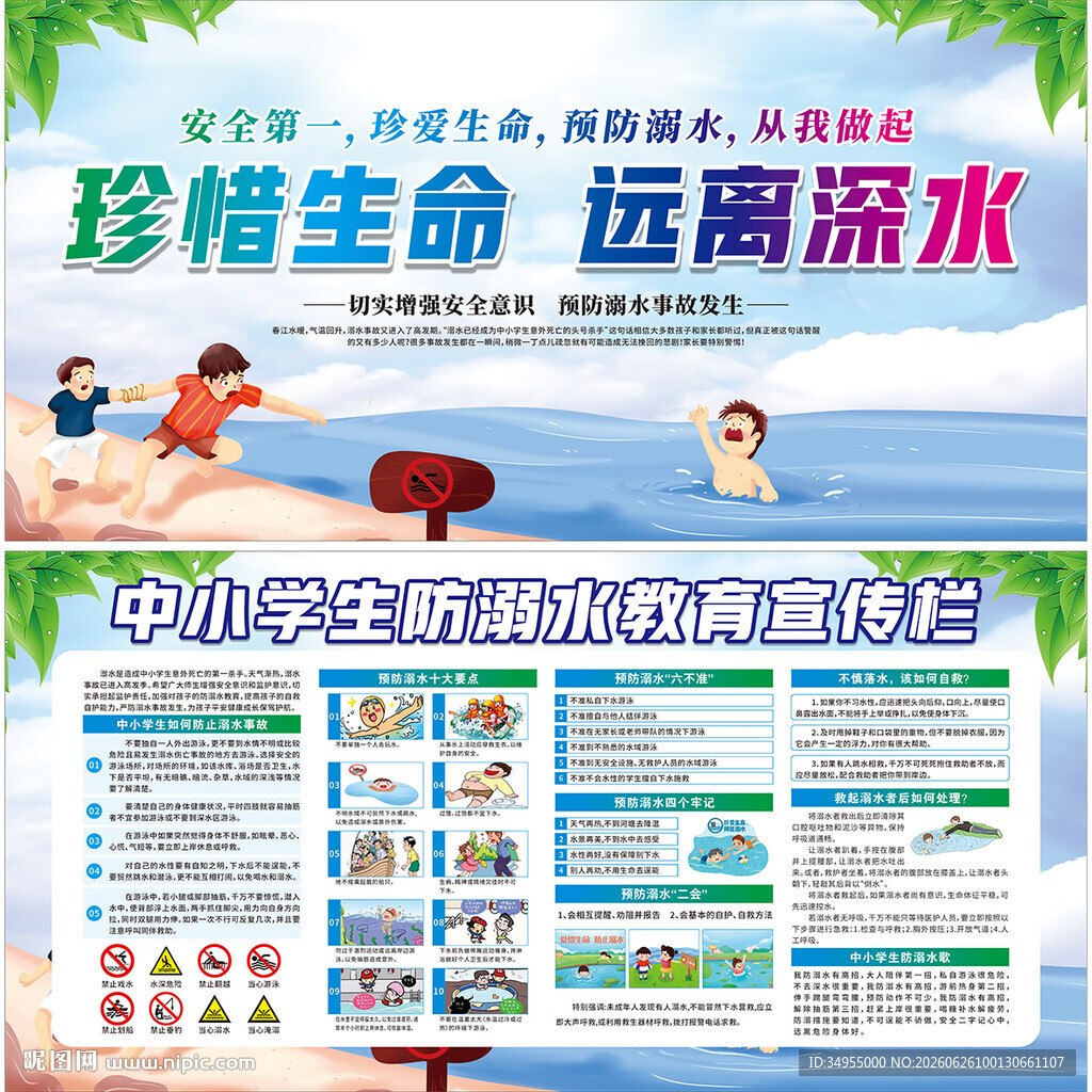 中小学生游泳防溺水宣传栏