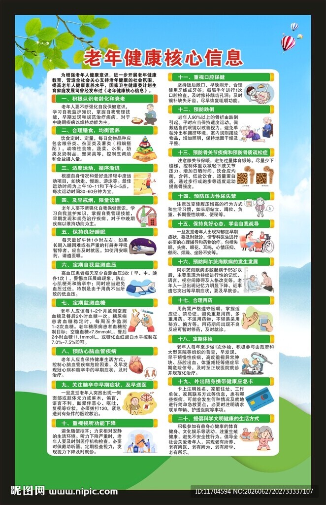 老年健康核心信息海报