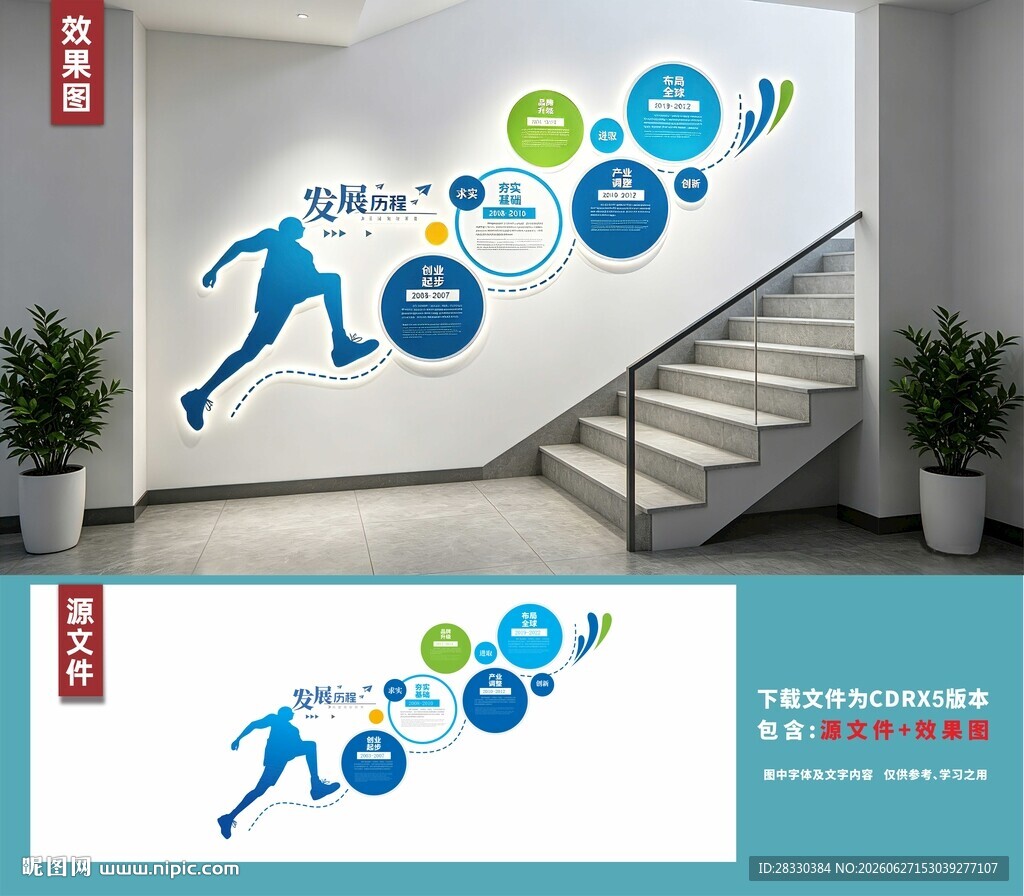 企业发展历程楼梯文化墙