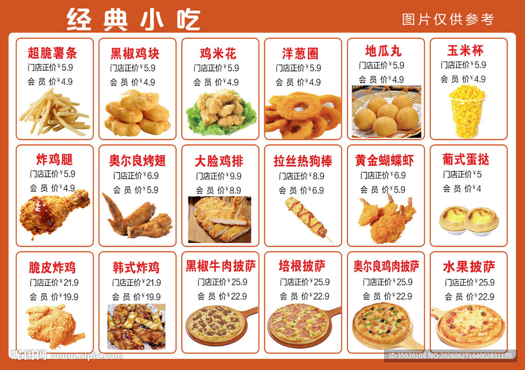 经典小吃菜单展板