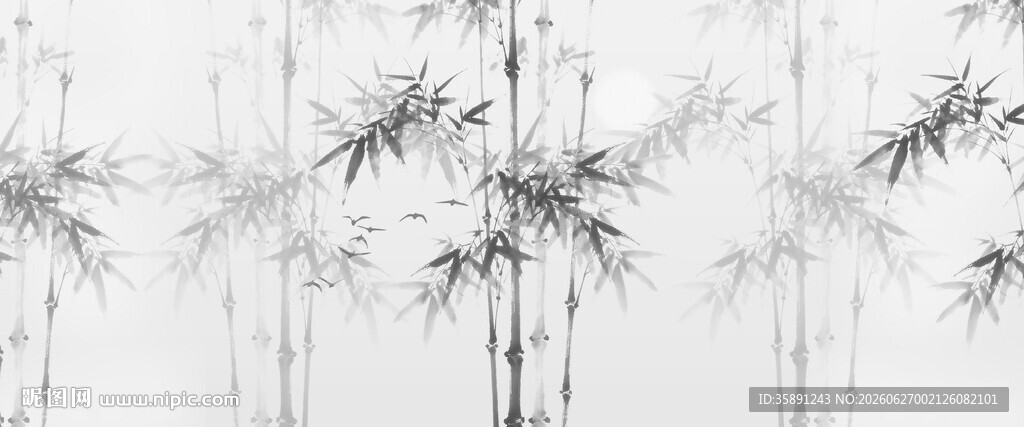 新中式水墨竹子灯箱背景