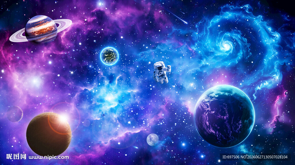 宇宙星球太空黑洞宇航员星空背景