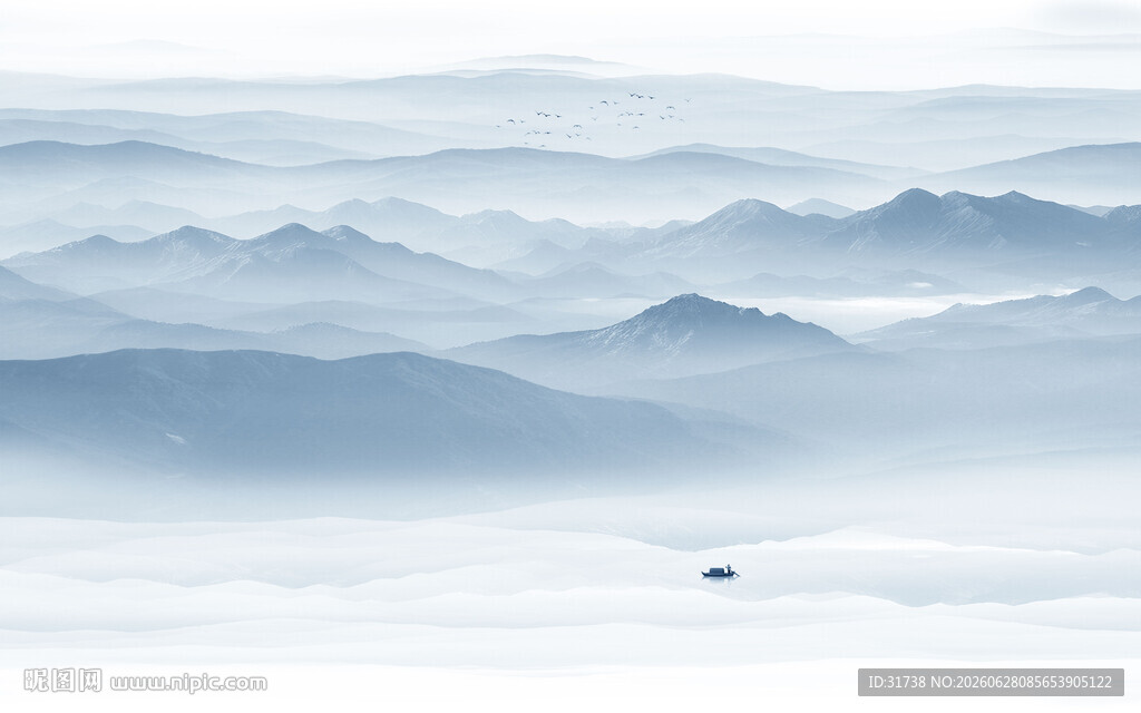 远山近水水墨风景