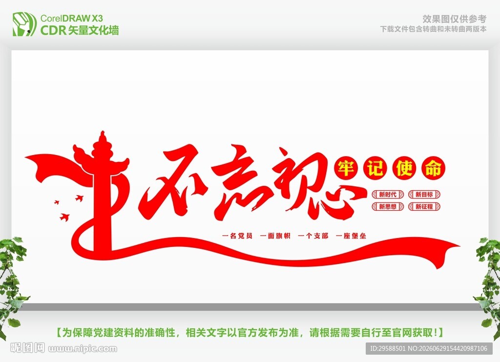 不忘初心党建文化墙
