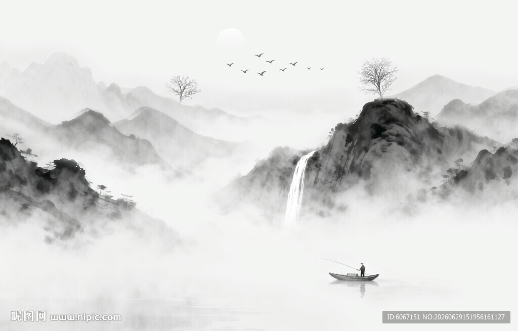 山水意境中国风水墨画