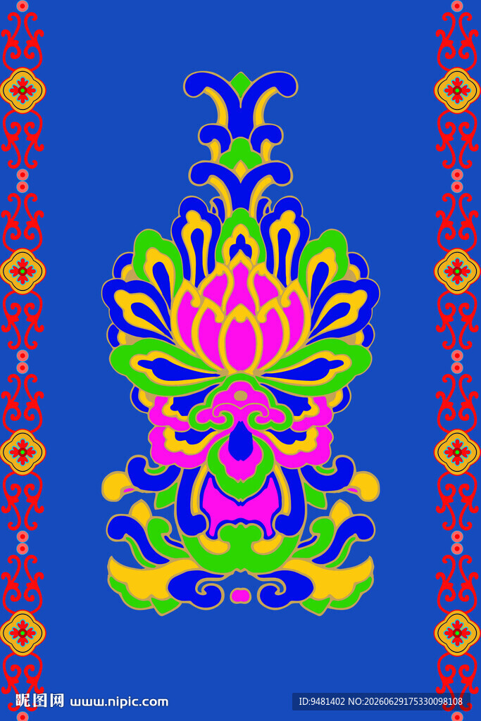 藏族花纹多彩民族风花卉图案