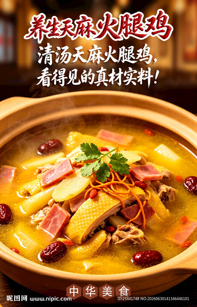 天麻火腿鸡  