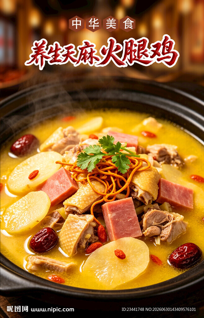 天麻火腿鸡  