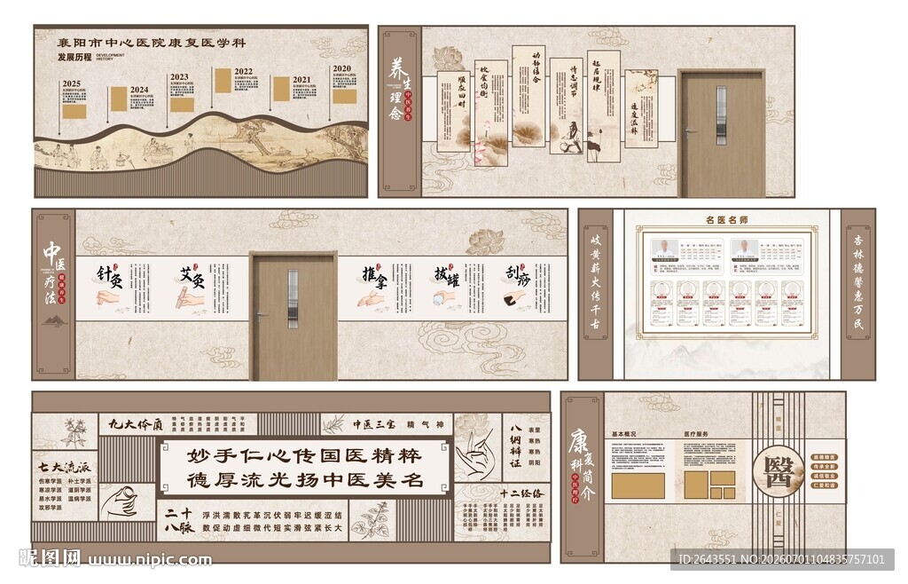 国风中医医院走廊历程文化墙