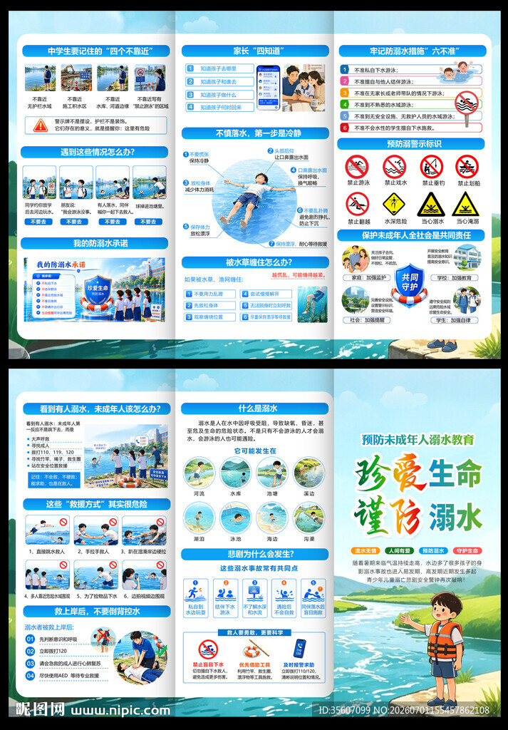 防溺水安全教育知识三折页