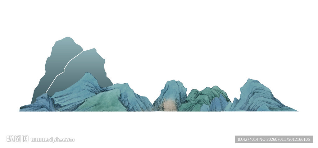 水墨风格连绵起伏的山峦