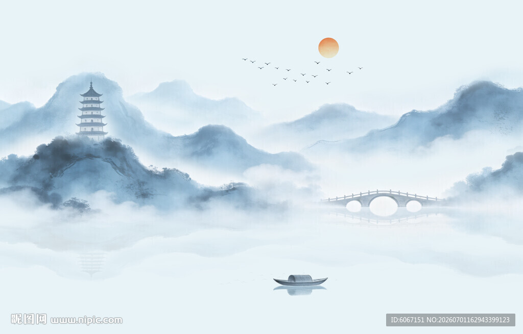 水墨意境中国风山水画