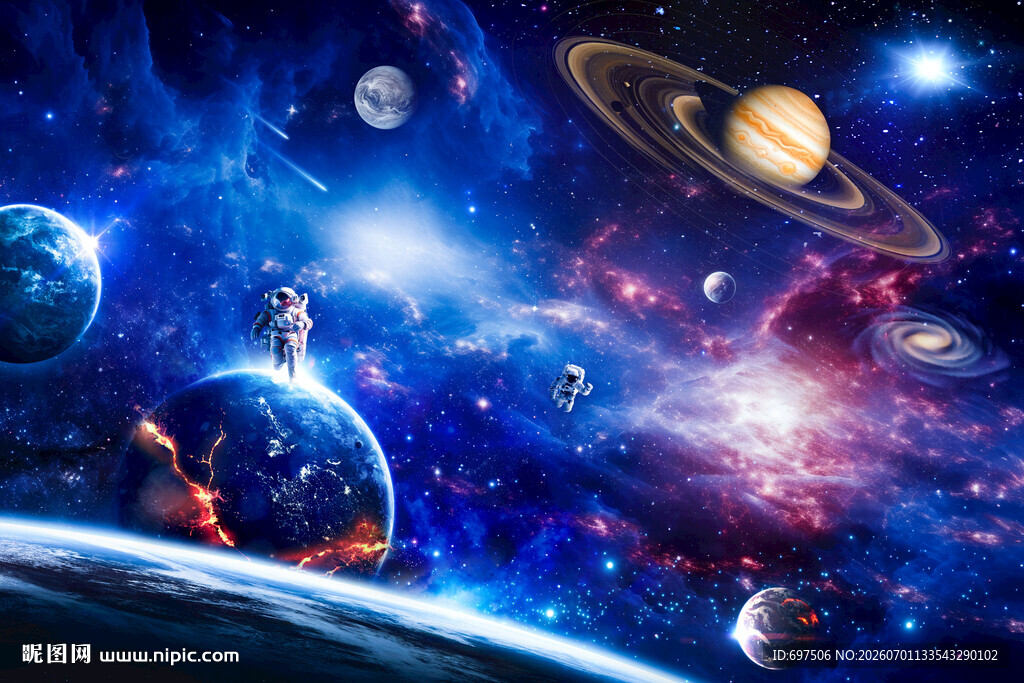 宇宙星球太空银河宇航员星空背景