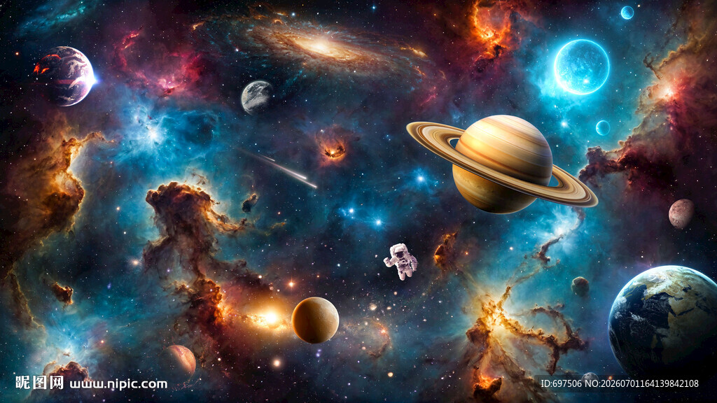 璀璨星云宇宙星球外太空银河背景