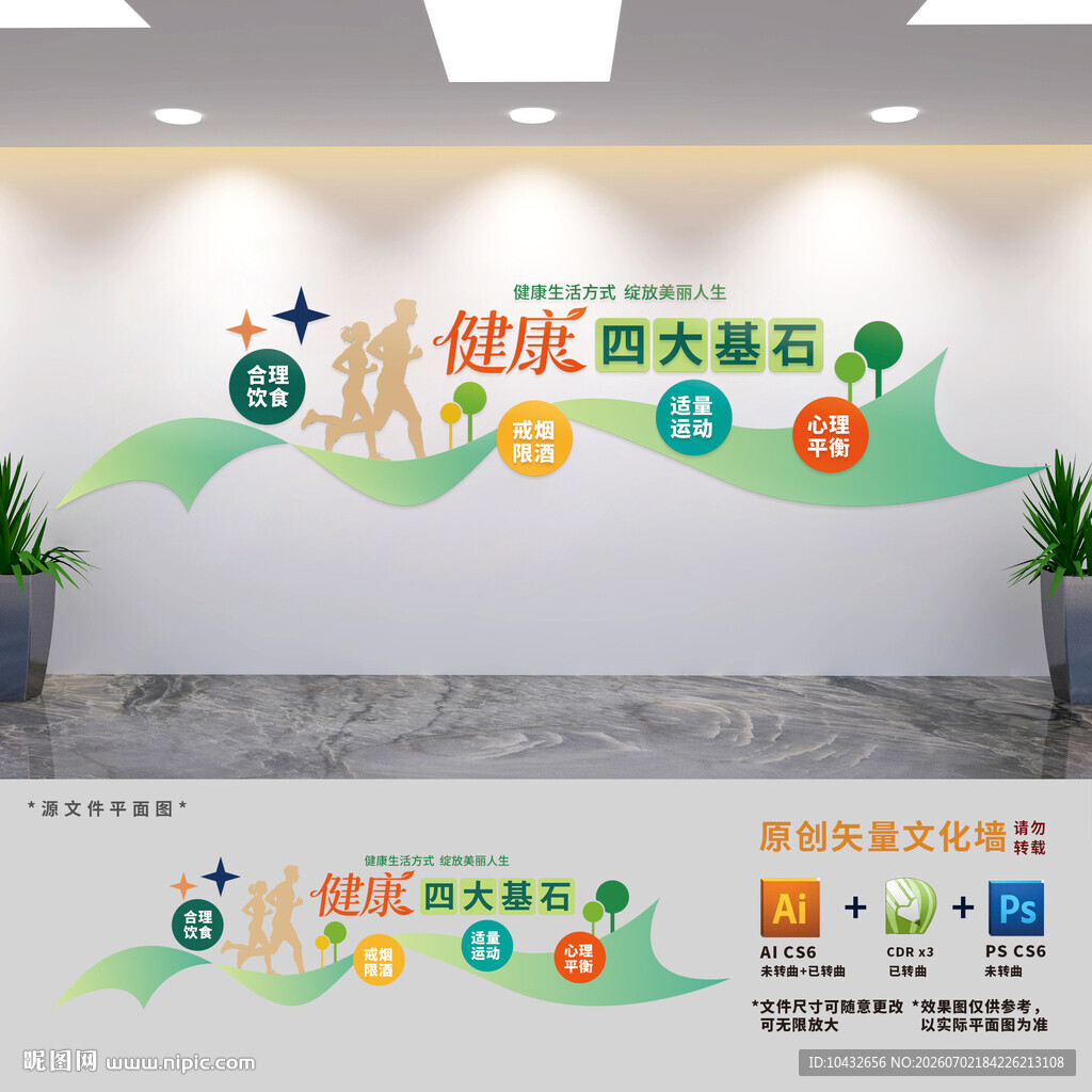 健康四大基石医院文化墙