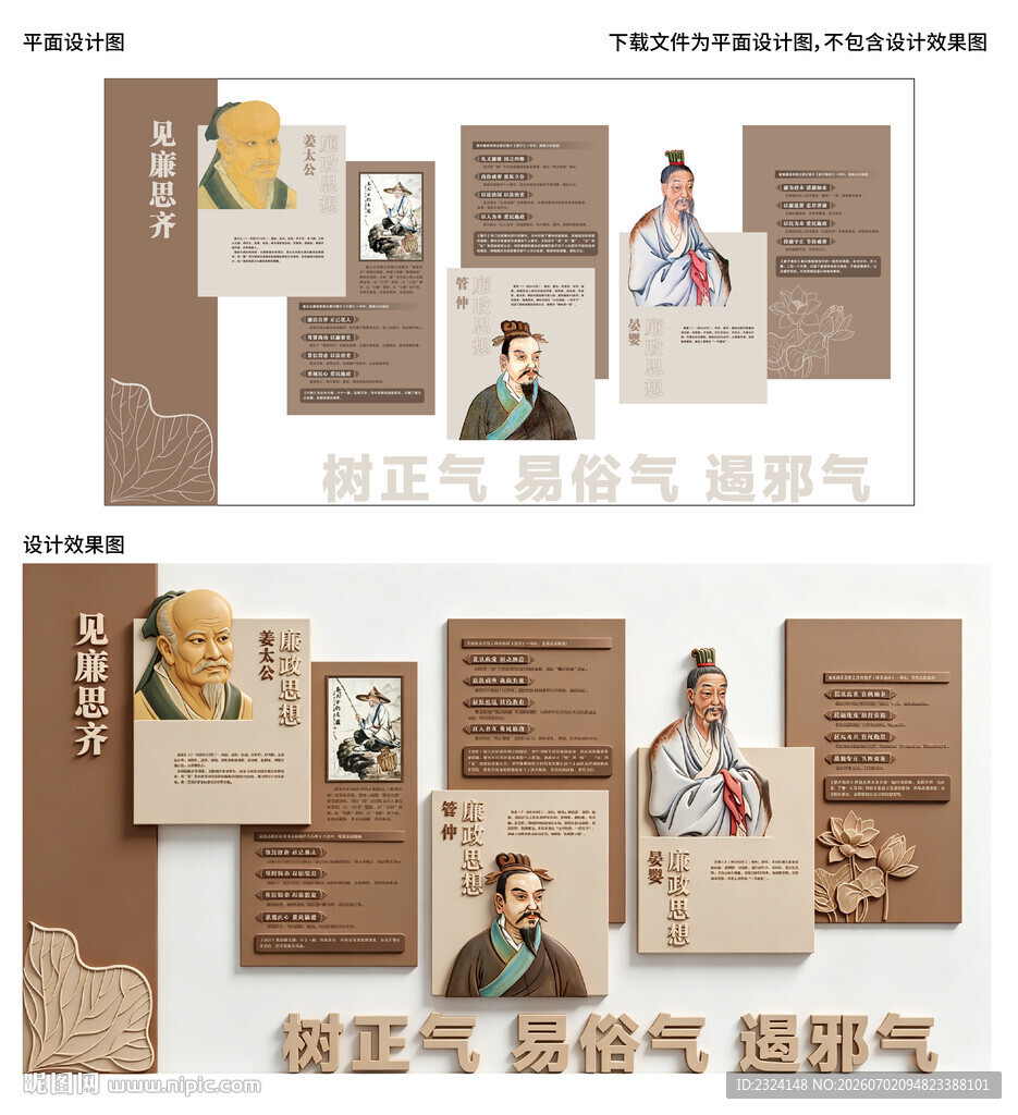 古代名人形象展示文化墙