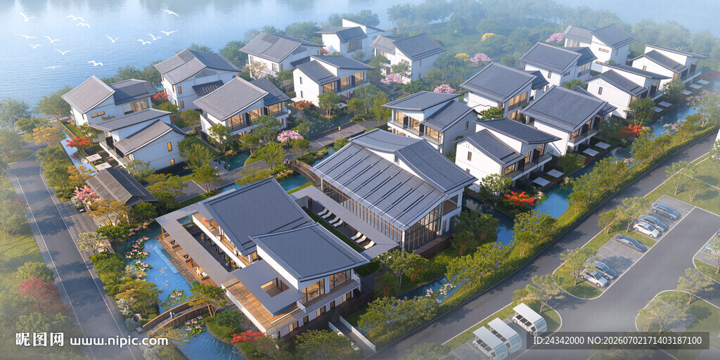现代风格住宅区鸟瞰图景