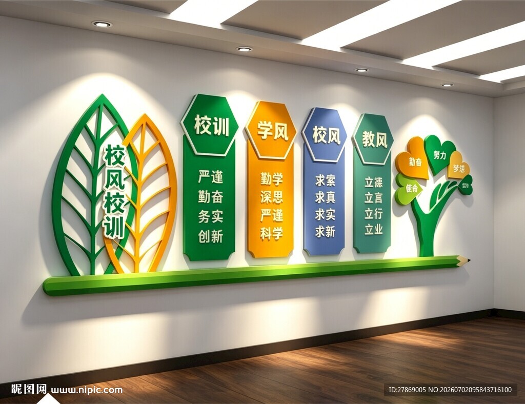 一训三风校风校训文化墙展板