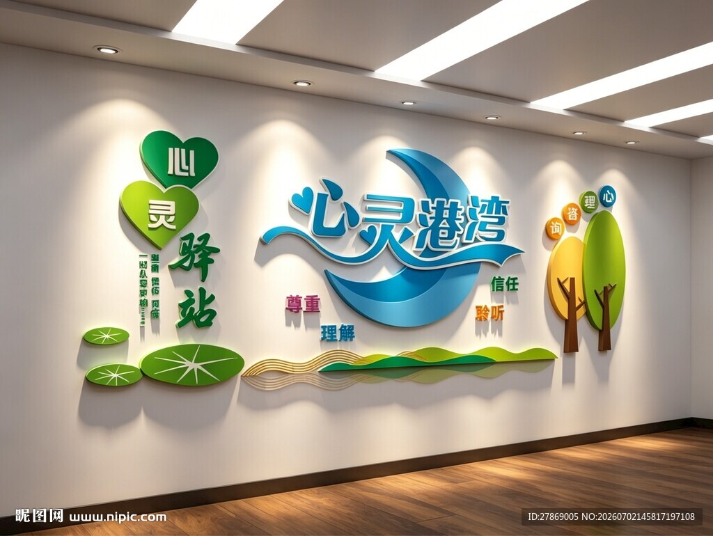 心灵驿站港湾心理咨询室文化墙