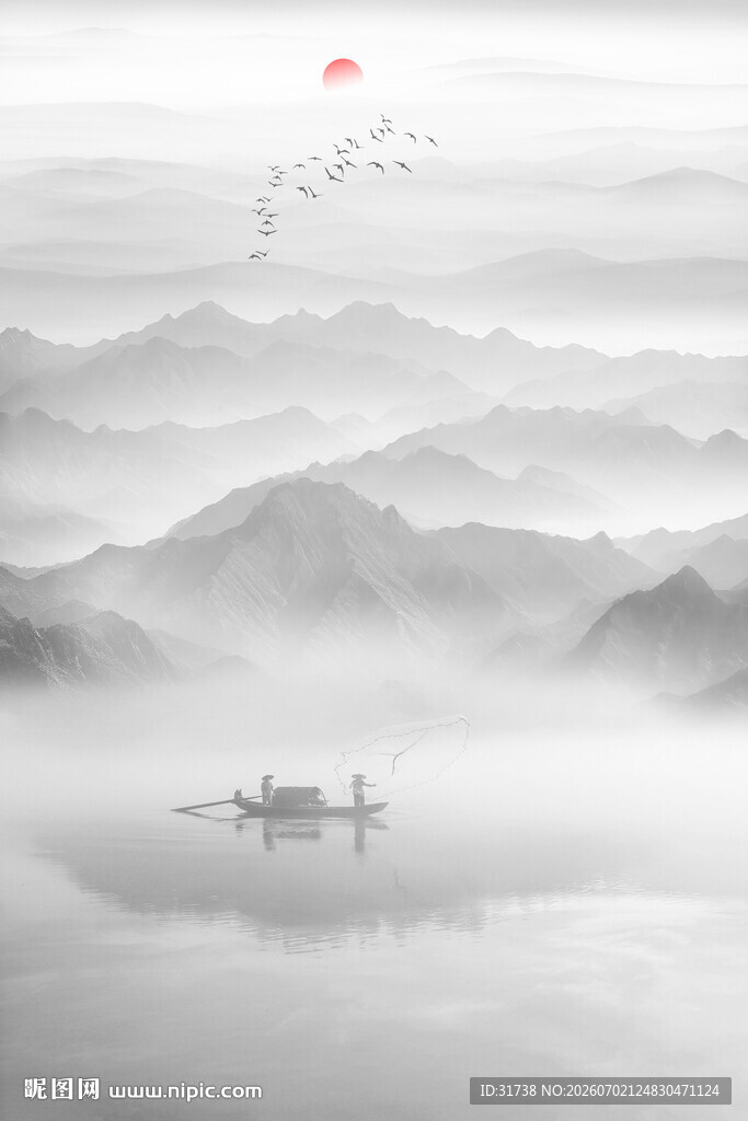 复式楼玄关山水画