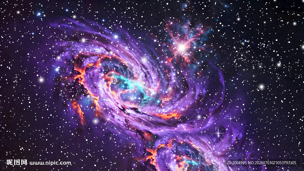 梦幻紫色星系漩涡景象