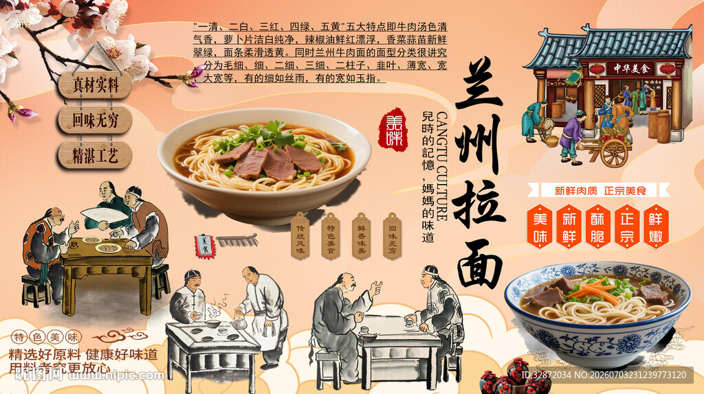 兰州拉面背景墙