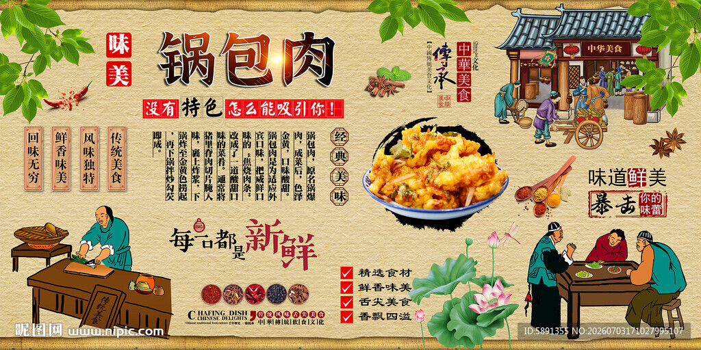 锅包肉背景墙
