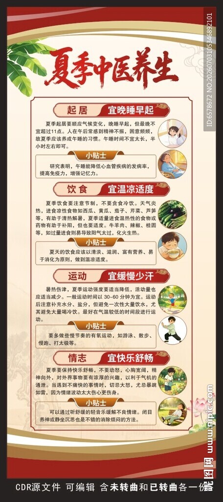 夏季中医养生健康教育X展架