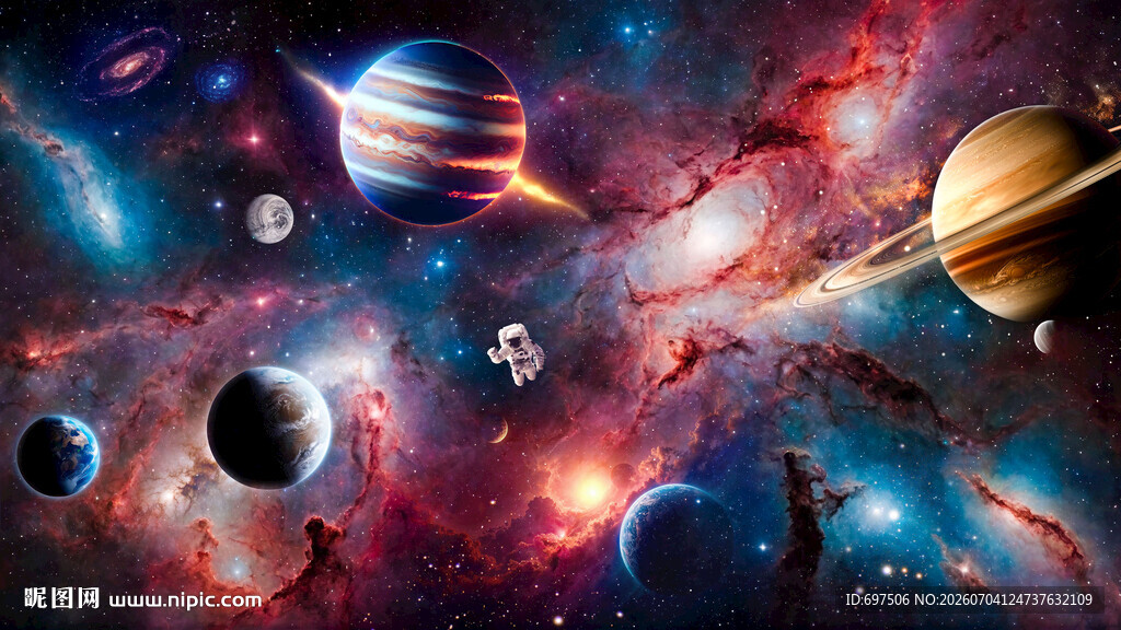 梦幻宇宙漩涡外太空银河星球背景